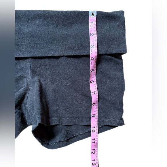 Y2K Victoria’s Secret PINK Vintage Foldover Yoga Shorts M Black Silver Sequin - Picture 6 of 10